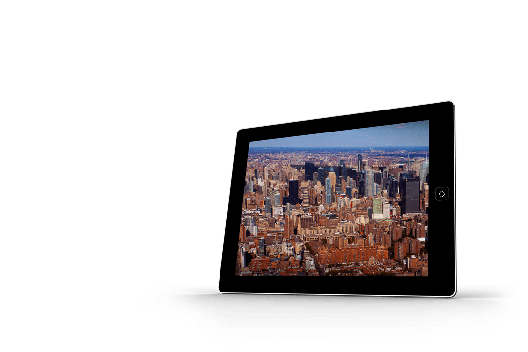 Transparent Digital Display Showcasing New York Skyline