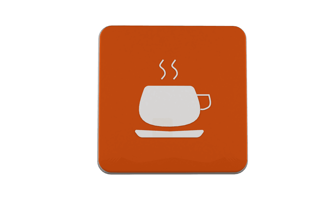 Transparent Coffee Cup Icon on Red Square Background