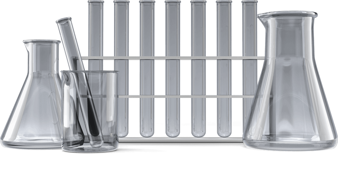 Transparent Laboratory Equipment: Beakers, Flasks, Test Tubes