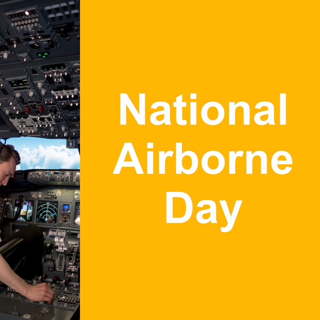 Pilot in Airplane Cockpit Celebrating National Airborne Day