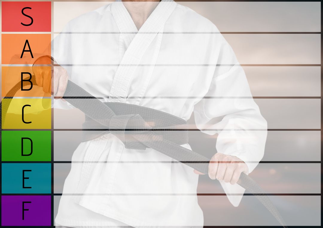 Karate Belt Tier Chart for Martial Arts Ranking and Discipline - Download Free Stock Templates Pikwizard.com