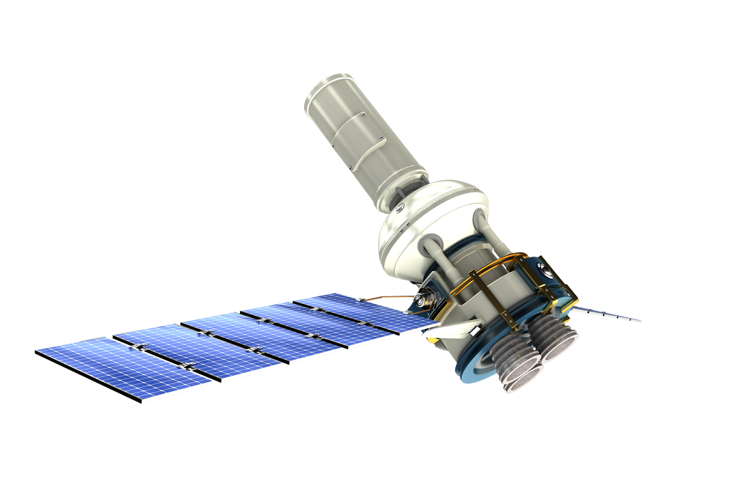 Transparent 3D Model of Modern Solar-Powered Satellite in Space - Download Free Stock Images Pikwizard.com