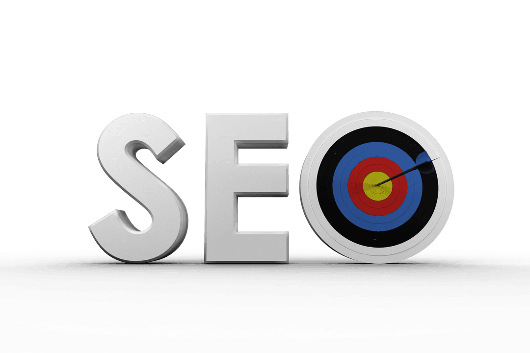 Transparent SEO Text with Bullseye Target Concept