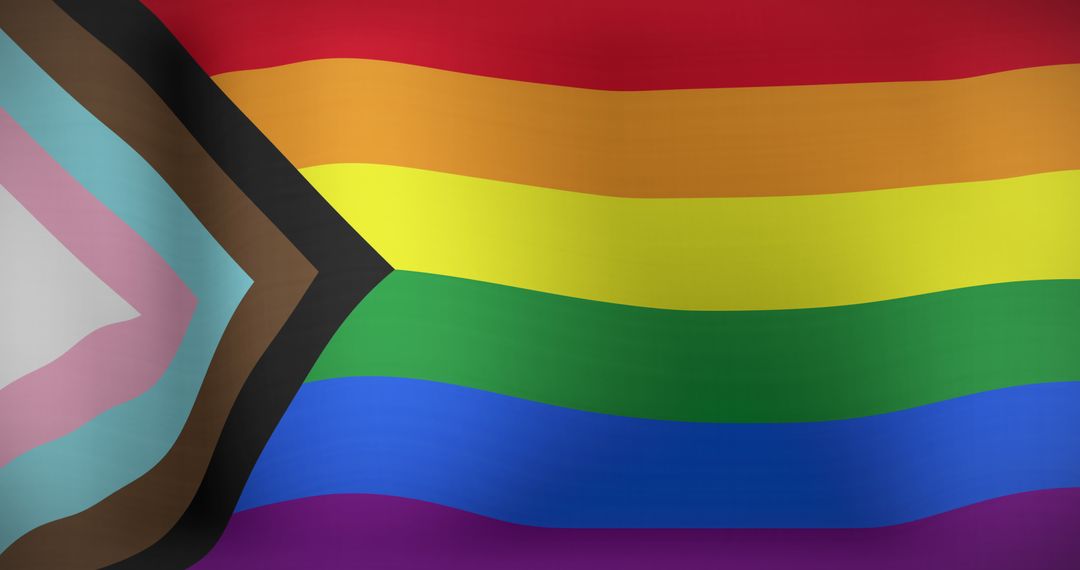 Waving LGBT+ Pride Flag with Inclusion Colors