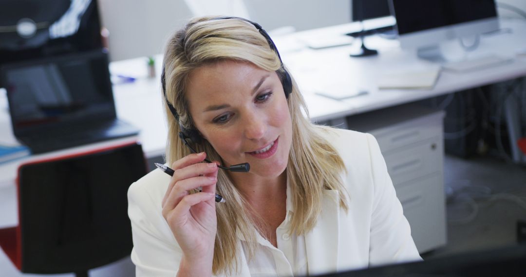 Female Customer Service Representative Answering Call Center Query - Free Images, Stock Photos and Pictures on Pikwizard.com