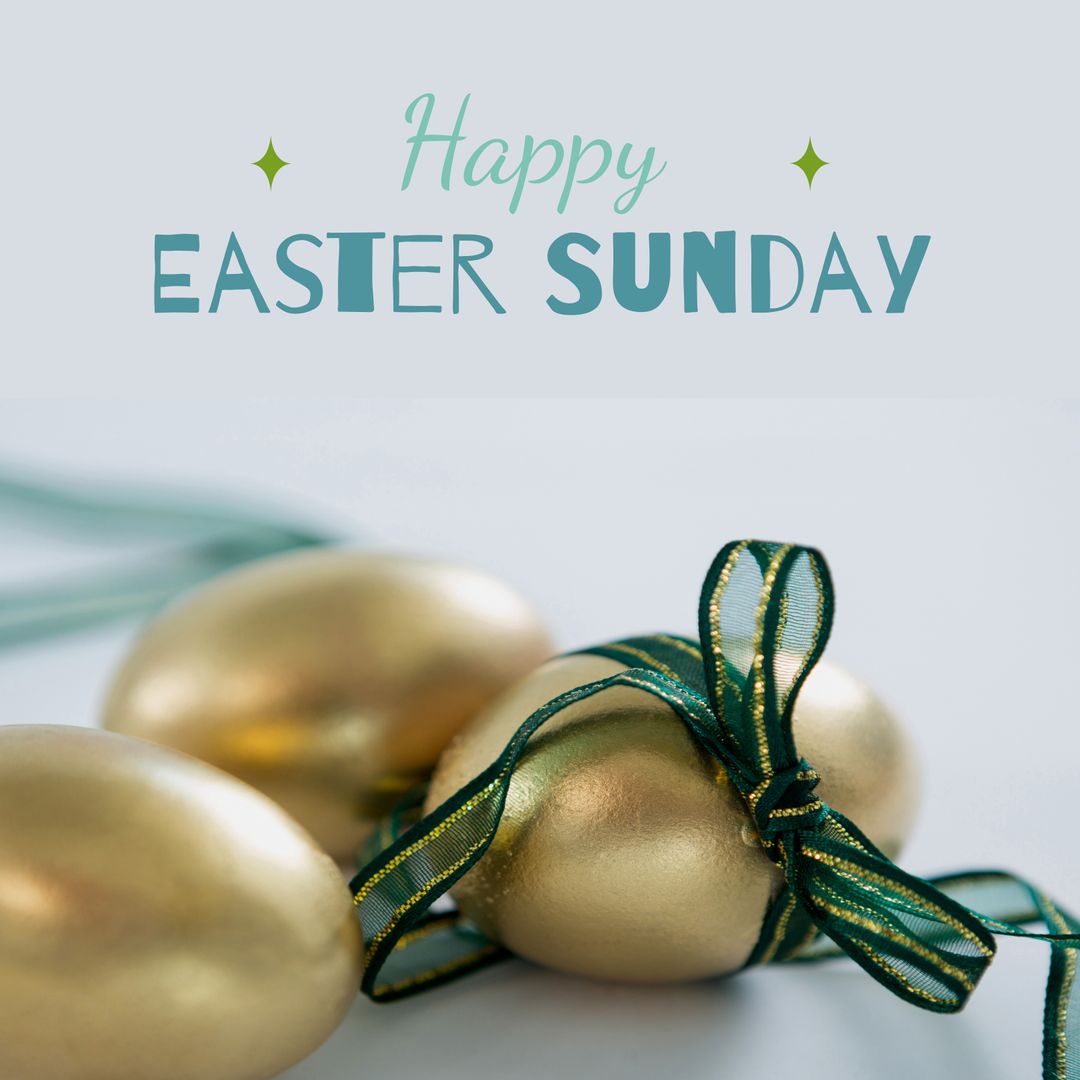 Happy Easter Sunday Celebration with Golden Wrapped Eggs