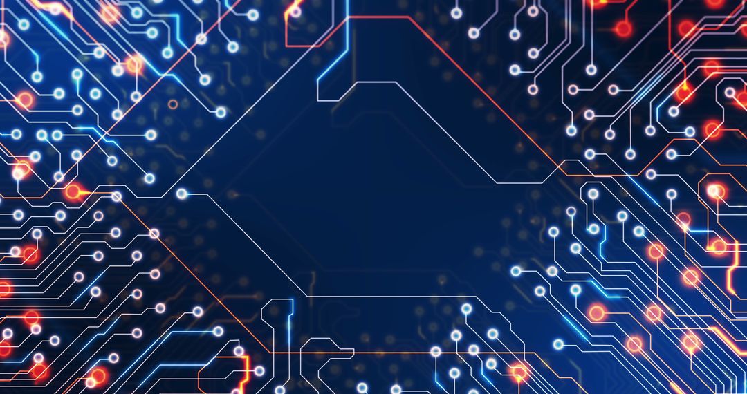 Futuristic Digital Circuit Board with Neon Lights