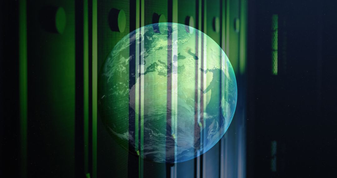Globalization Network Concept with Earth and Server Room