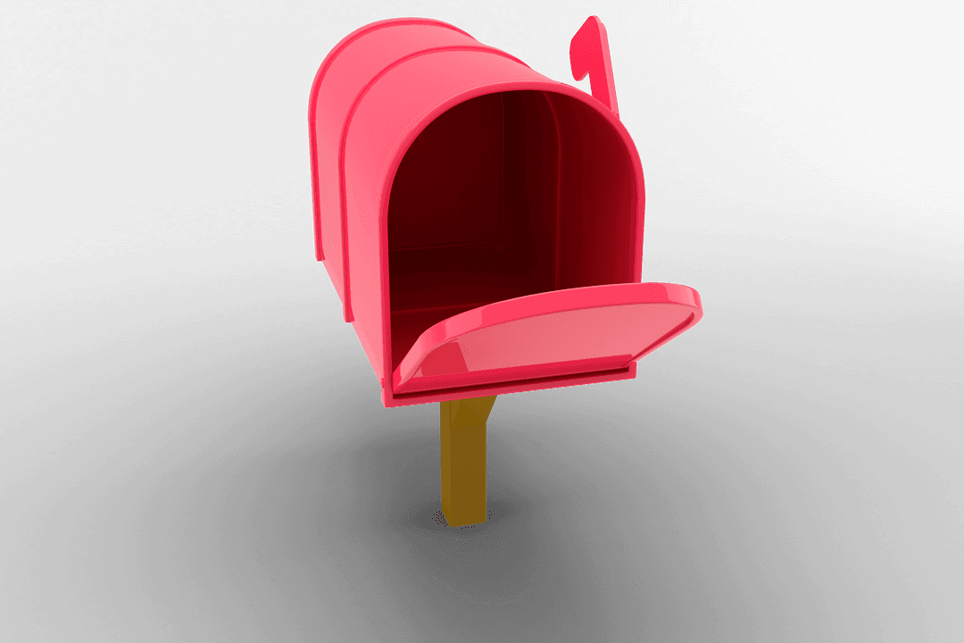 Transparent Pink Mailbox Illustration on White Background