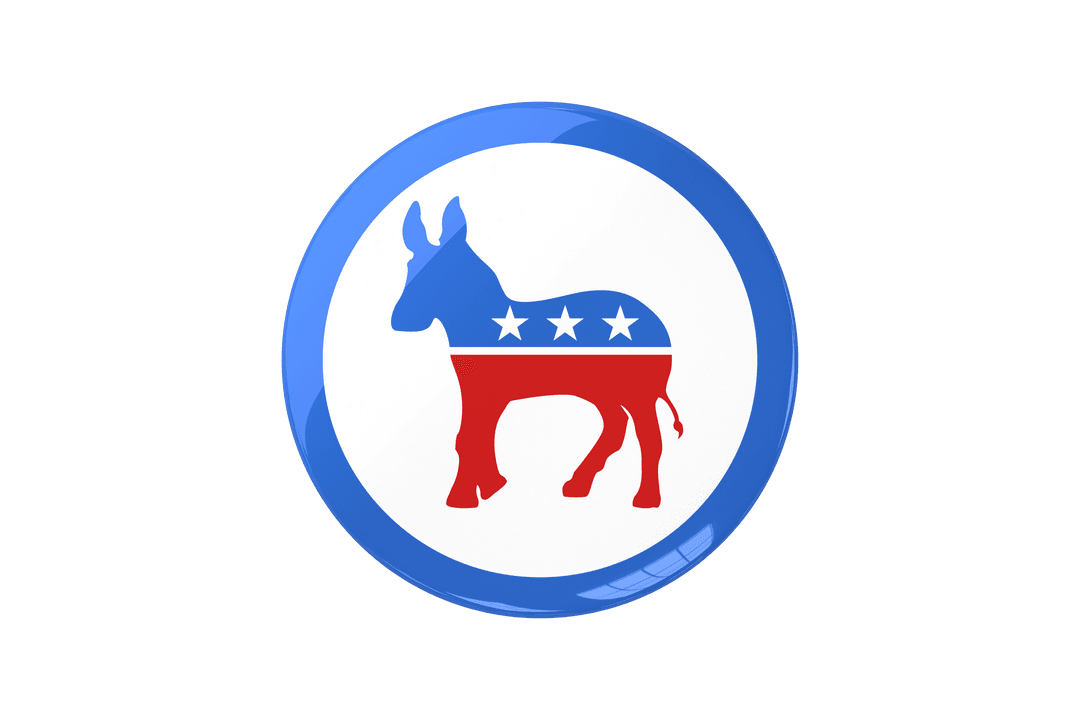 Transparent Badge with Democratic Donkey Symbol
