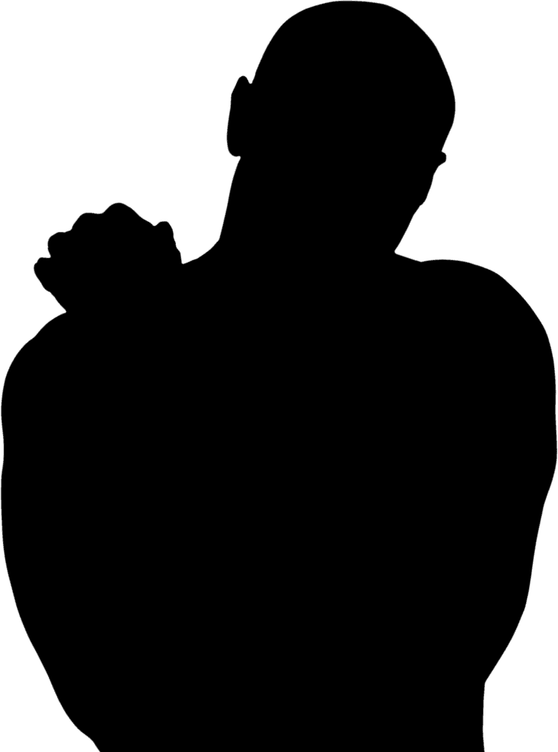 Silhouette of Athlete Touching Shoulder on Transparent Background