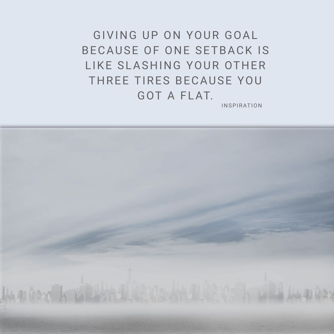 Inspirational Quote on Overcoming Setbacks with Cloudy Cityscape - Download Free Stock Templates Pikwizard.com