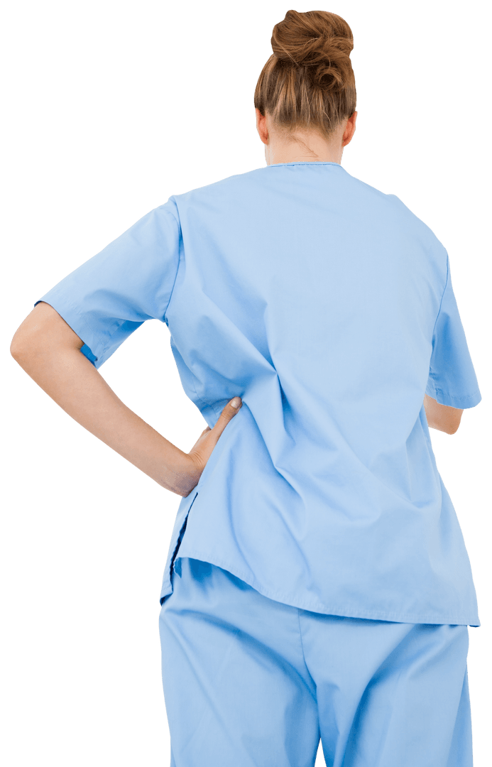 Transparent Background with Doctor in Scrubs Back View