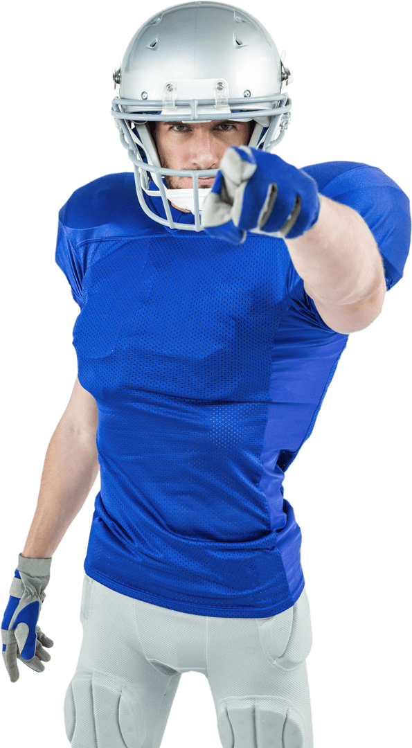 Transparent Confident Football Player Pointing Forward in Action Pose
