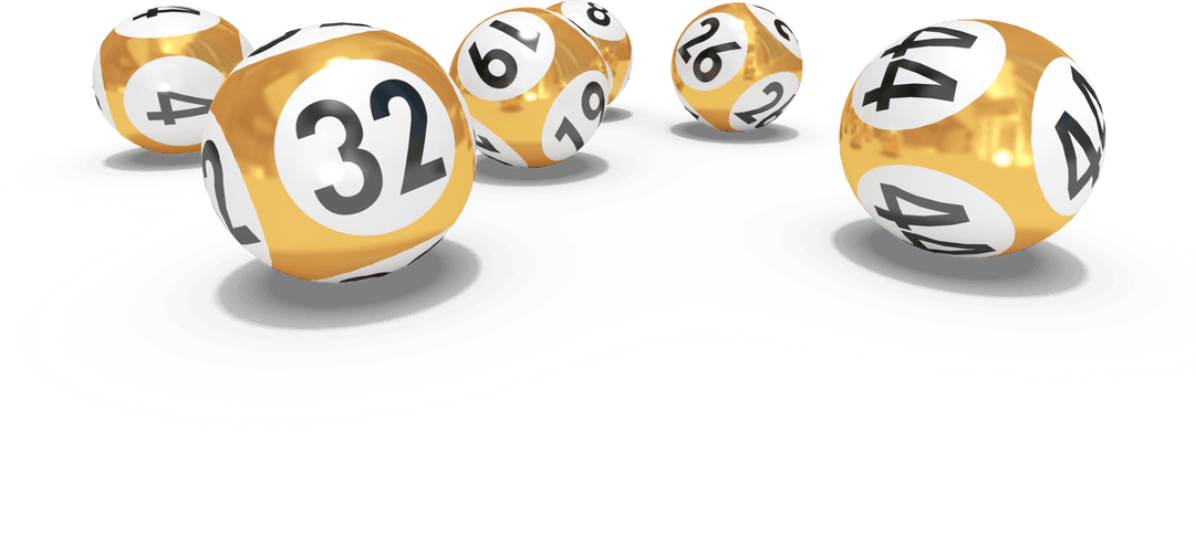 Floating Transparent Lottery Balls Showing Winning Numbers