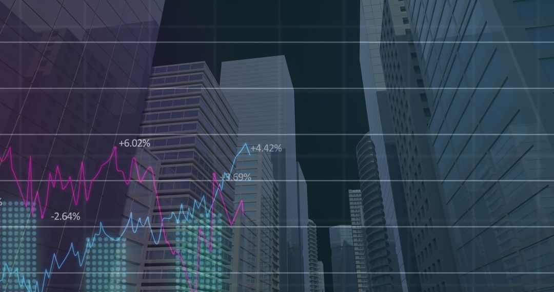 Financial Data and Cityscape Background with Digital Interface