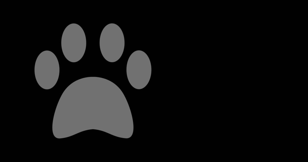 Minimalist Paw Icon on Black Background with Copy Space