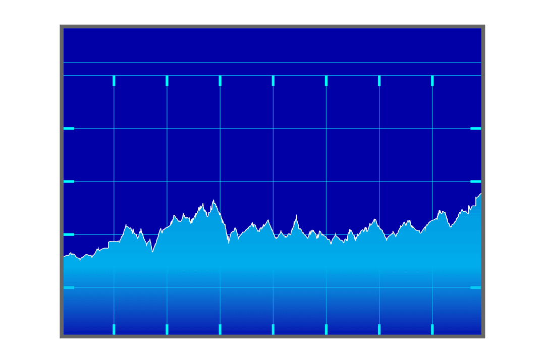 Blue Financial Line Chart on Transparent Background