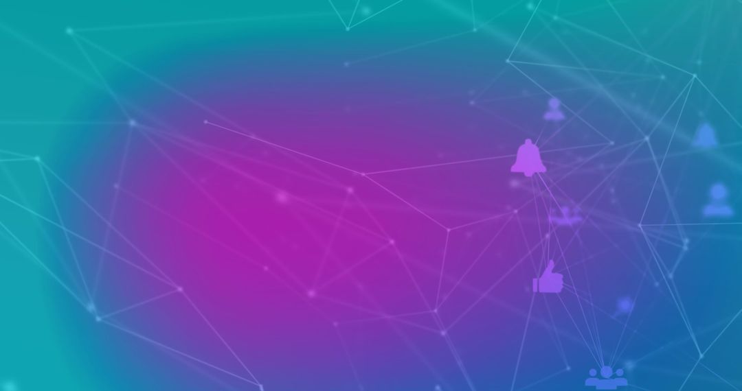 Abstract Digital Connections with Icons and Gradient Background