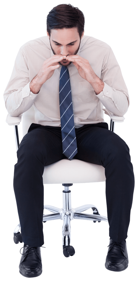 Transparent Businessman on Swivel Chair Frustrated