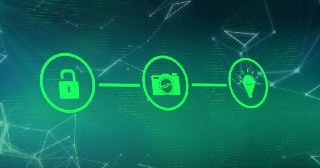 Digital Connections with Icons on Green Background