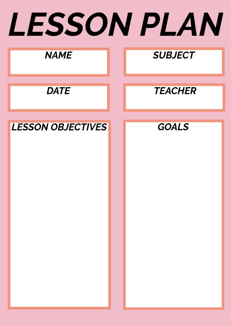 Pink Lesson Plan Template for Teachers and Organizers - Download Free Stock Templates Pikwizard.com