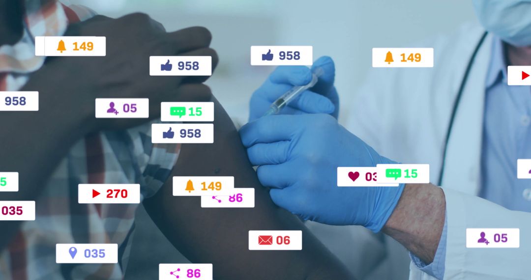 Symbolic Overlay of Social Media Icons During Vaccination