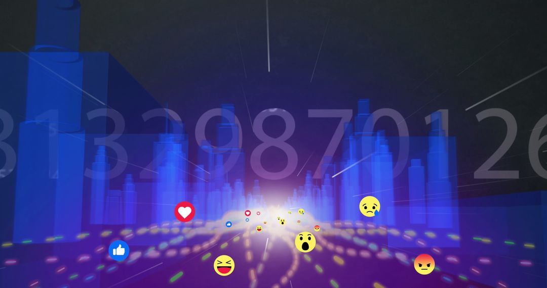 Digital Interface with Social Media Icons and Data Stream