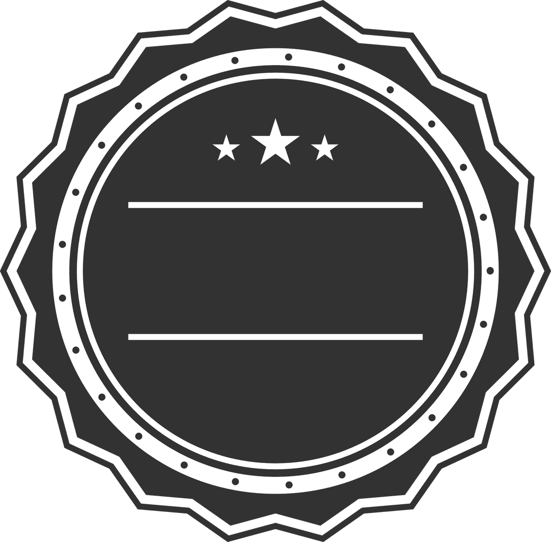 Transparent Black Circle Badge with Stars and Copy Space