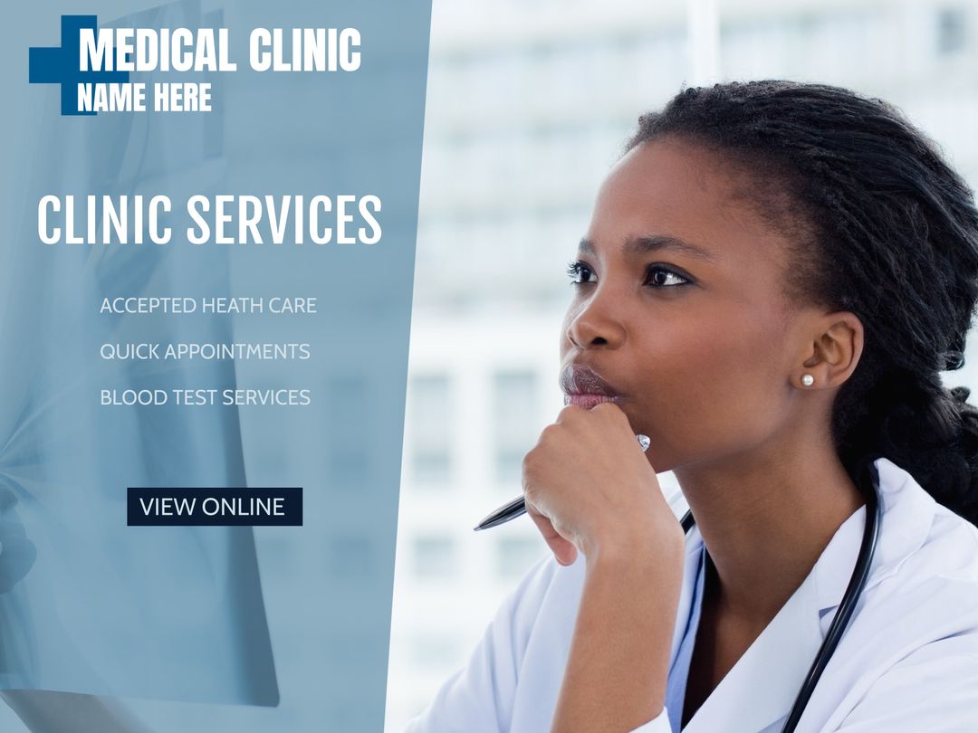 Thoughtful Medical Professional Promoting Trusted Healthcare Services