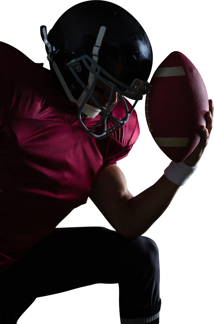 Transparent American Football Player in Helmet Holding Ball - Download Free Stock Images Pikwizard.com