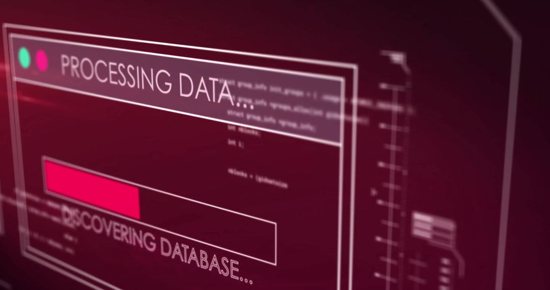 Futuristic Data Processing Interface with Red and Black Visuals