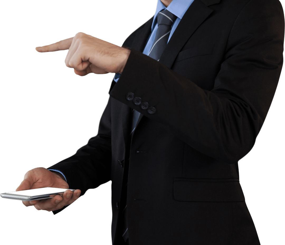Transparent Gesture with Smartphone in Business Attire