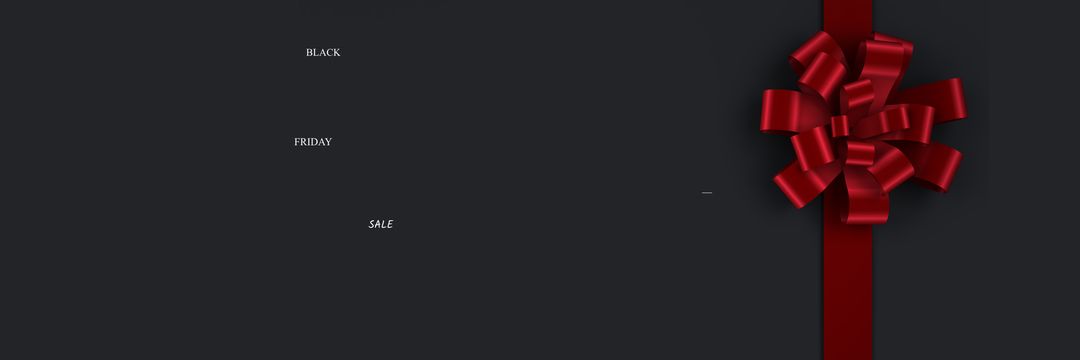 Minimalist Black Friday Sale Banner with Red Ribbon