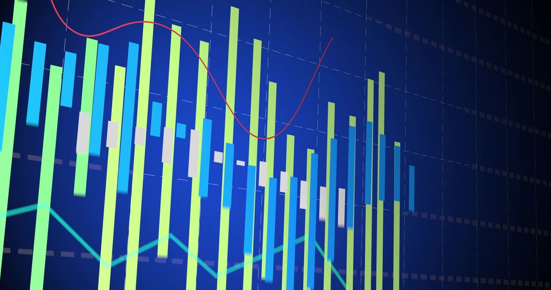 Financial Data Charts in Blue Digital Interface Background