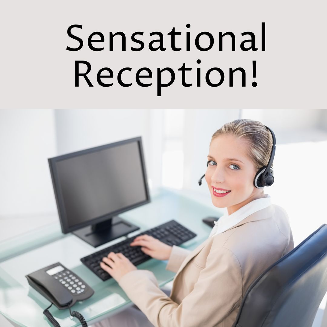 Smiling Receptionist Answering Calls in Modern Office