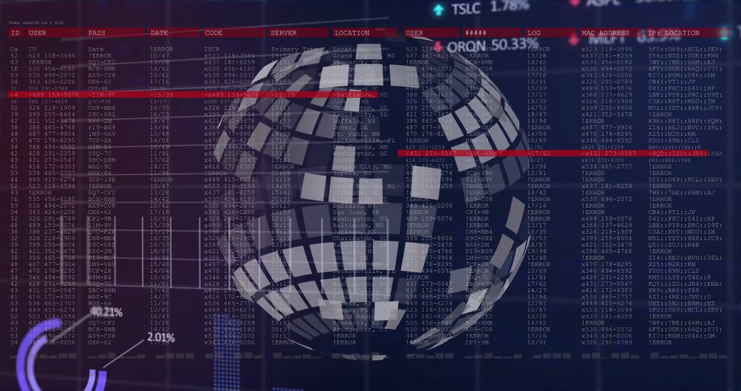 Digital Globe Overlaying Financial Data Sheets