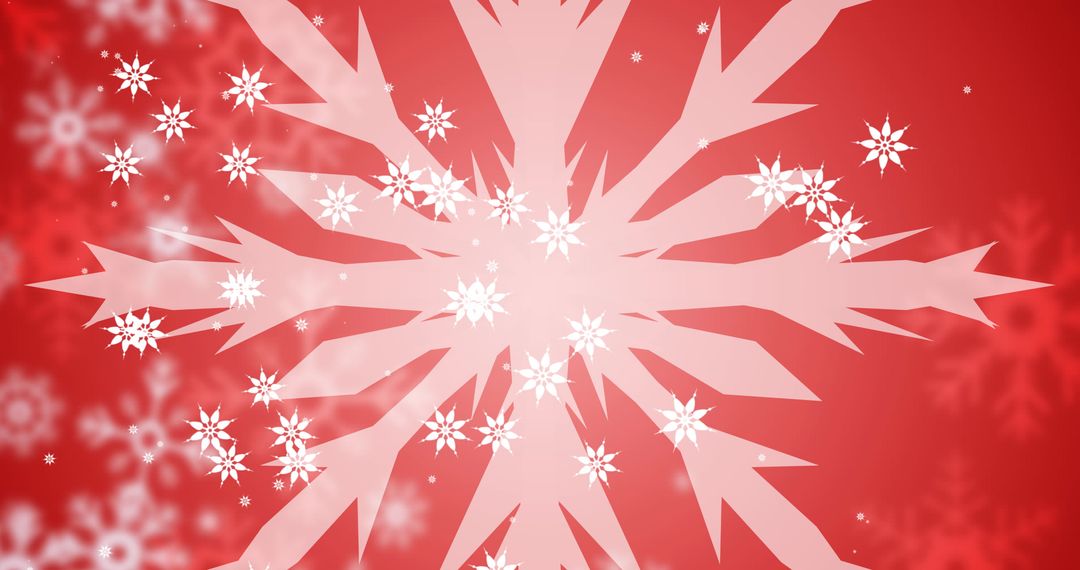 Christmas Snowfall Over Red Background with Snowflakes