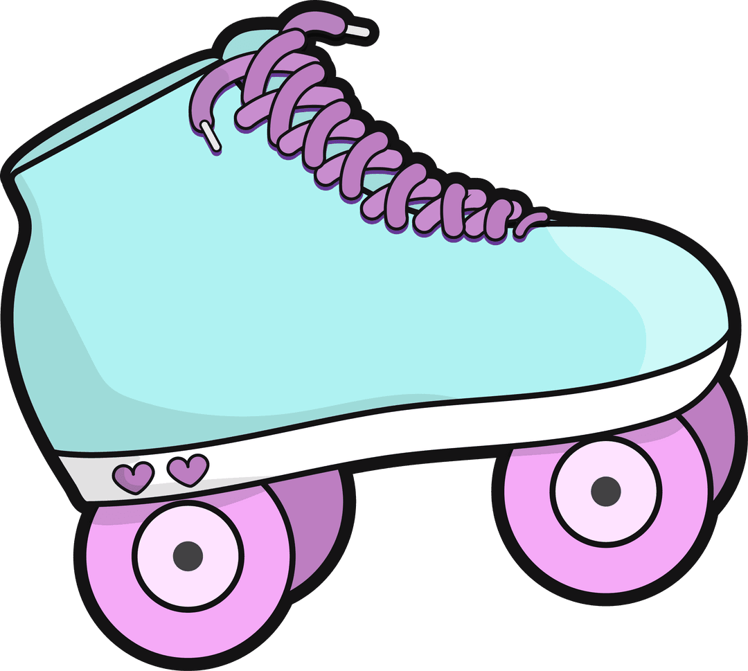 Vector Cartoon Pastel Green Roller Skate with Transparent Background
