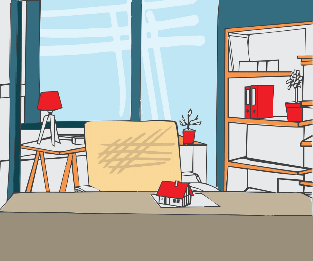 Transparent Vector of House Model on Office Desk