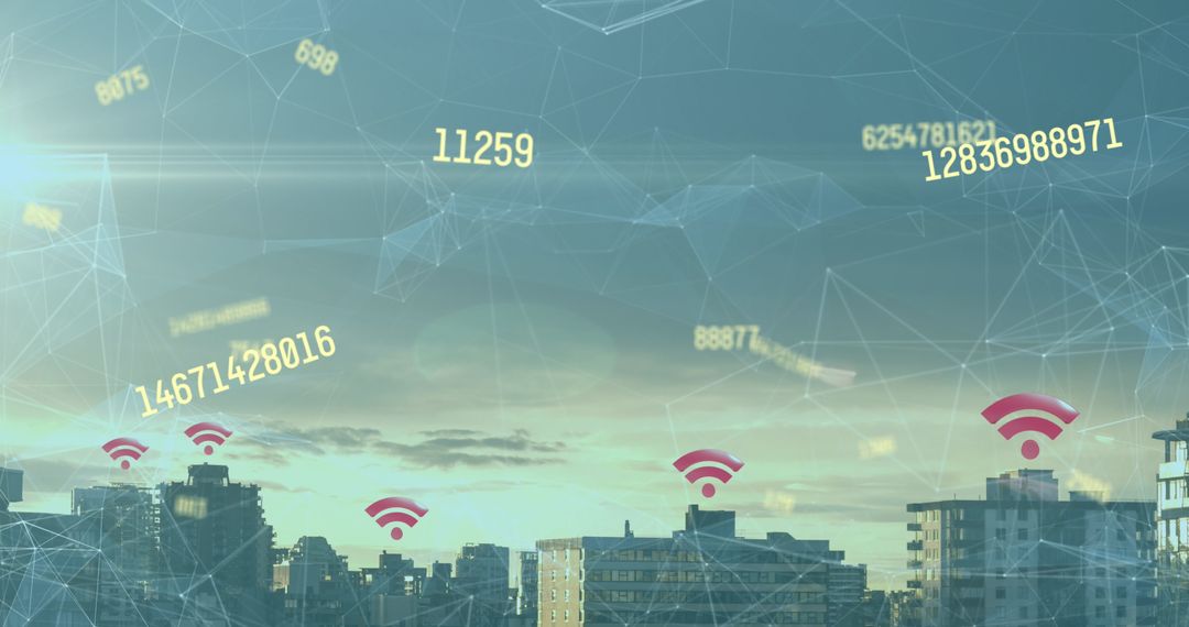 Digital Connectivity and Virtual Network Over Urban Skyline