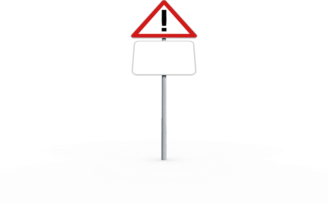 Transparent Warning Sign Isolated on Gradient Background