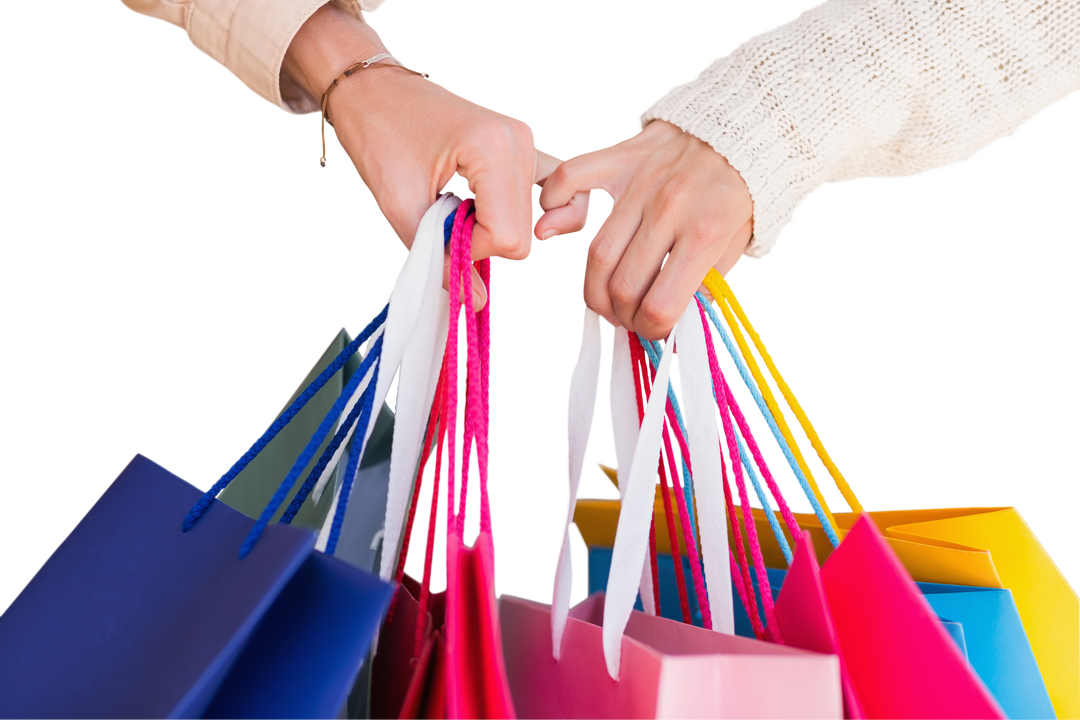 Transparent hands holding colorful shopping bags concept - Download Free Stock Images Pikwizard.com