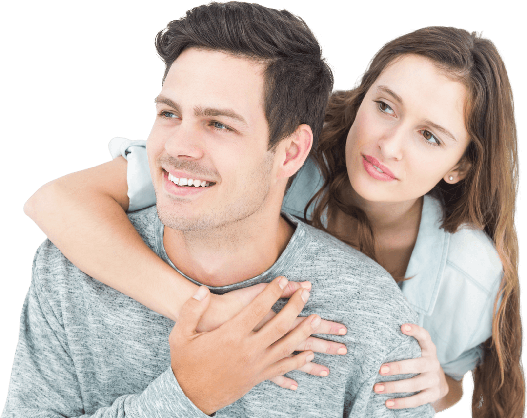 Happy Couple Embracing with Joy and Transparent Background