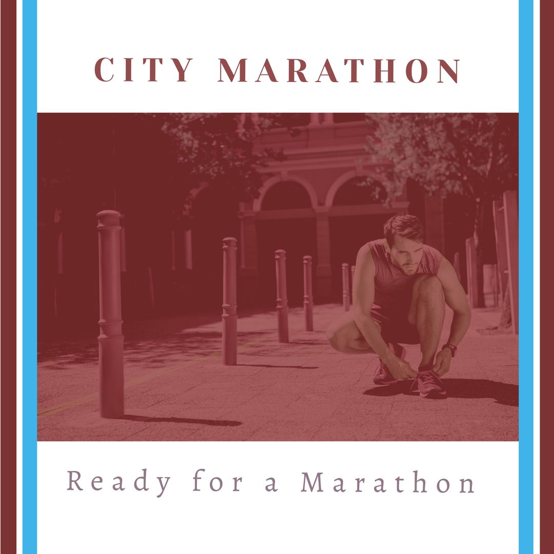 Runner Preparing for City Marathon in Urban Setting