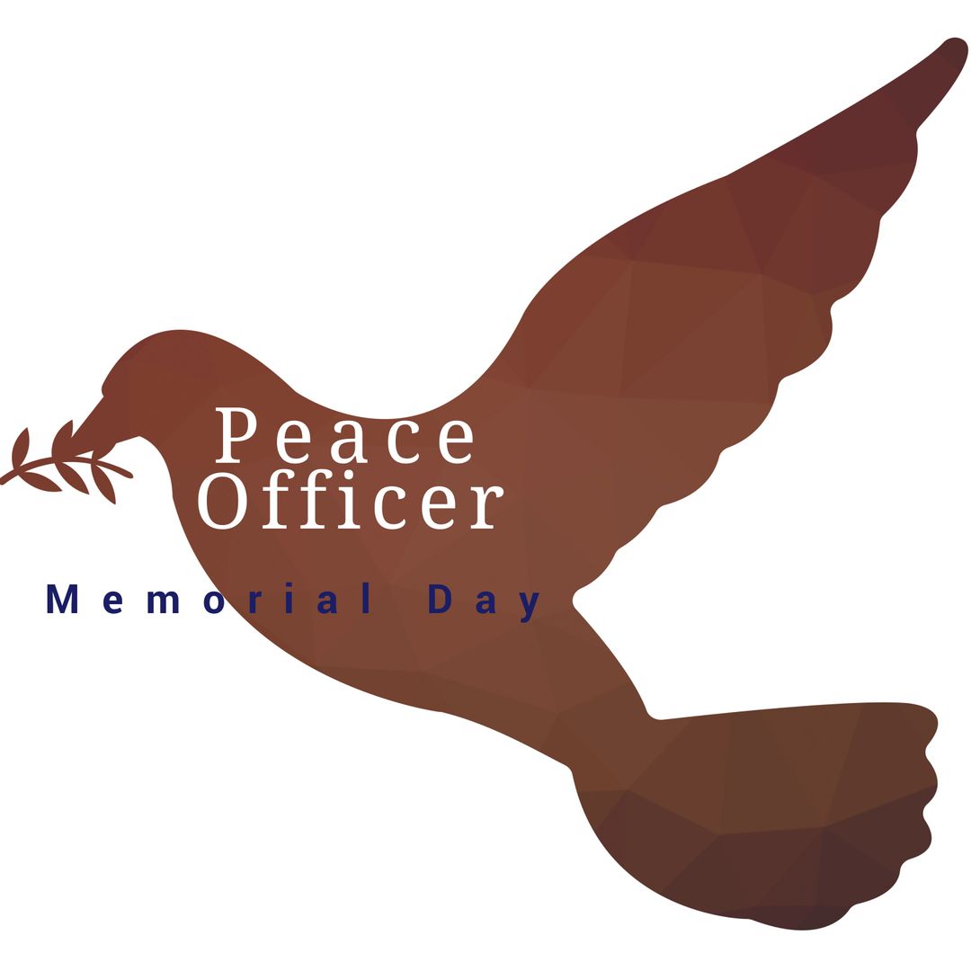 Peace Officer Memorial Day Dove Branch Symbol on White