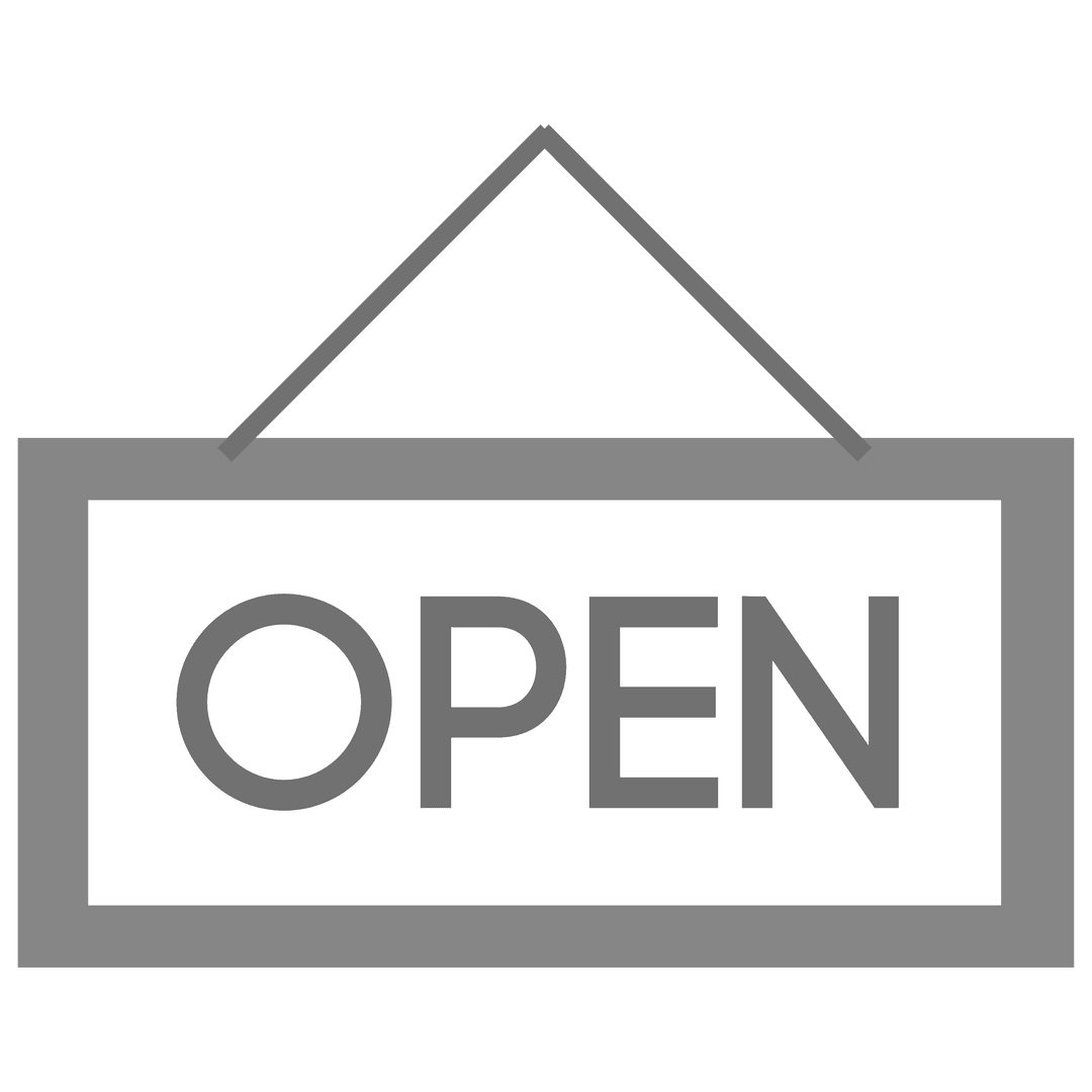 Minimalist Open Sign on Transparent Background