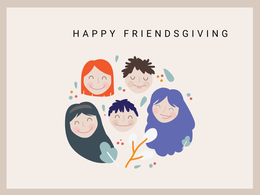 Joyful Friendsgiving Celebration with Cartoon Faces