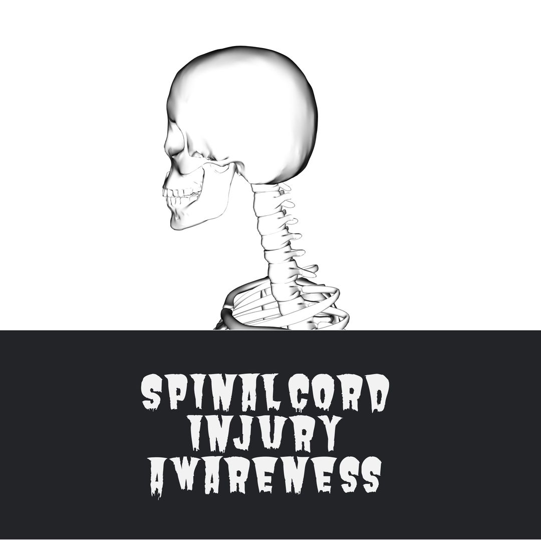 Skeleton Illustration with Spinal Cord Injury Awareness Text on White Background - Download Free Stock Templates Pikwizard.com