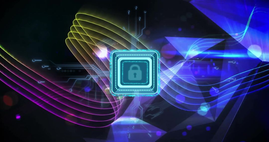 Cyber Security Concept with Padlock and Circuit Board